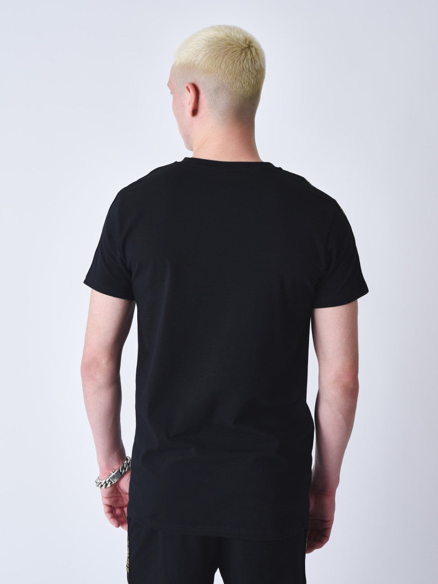 project x paris camiseta clásica rayas bordadas en los hombros - Negro