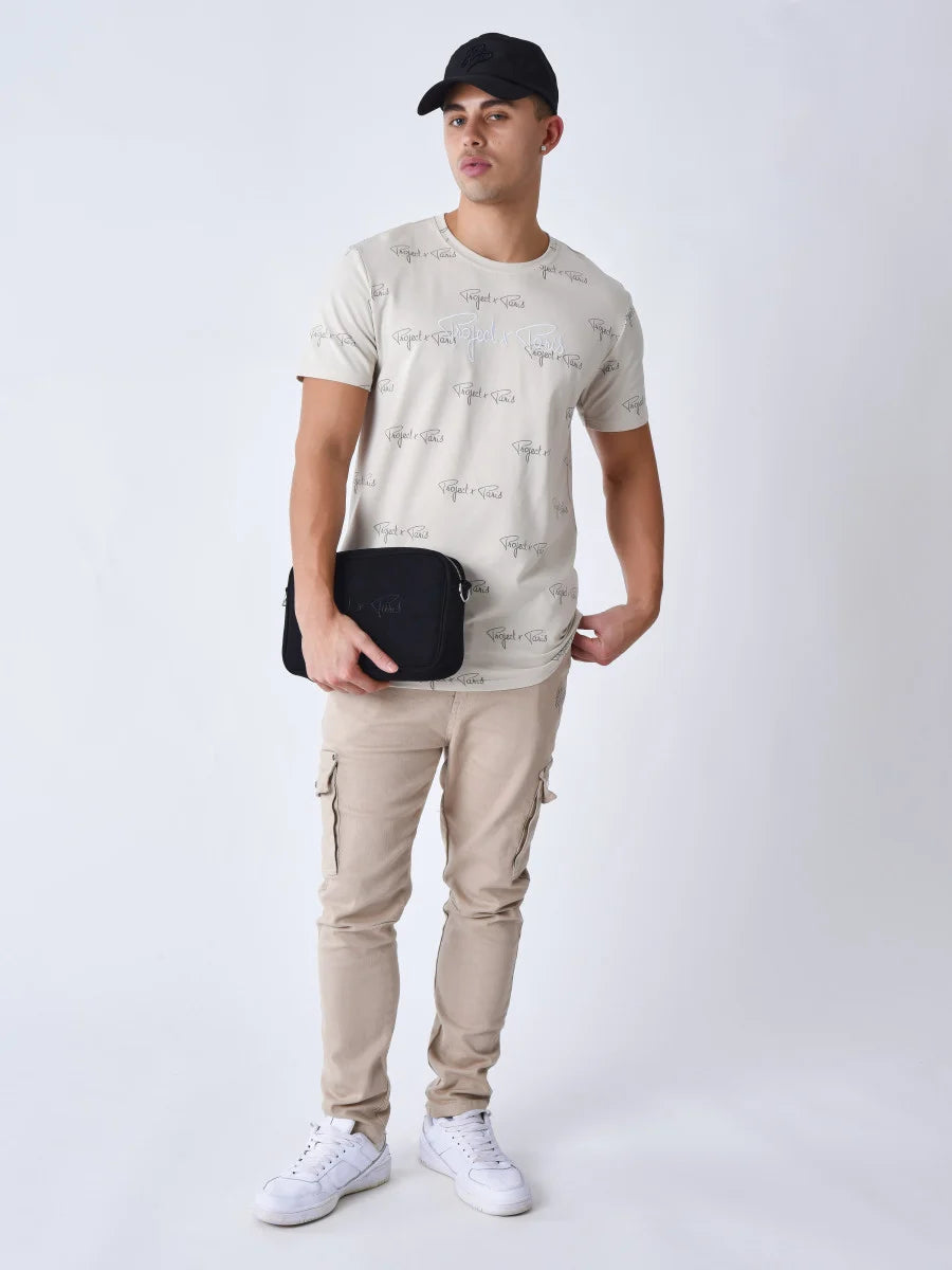 project x paris camiseta con estampado integral de la firma - Gris