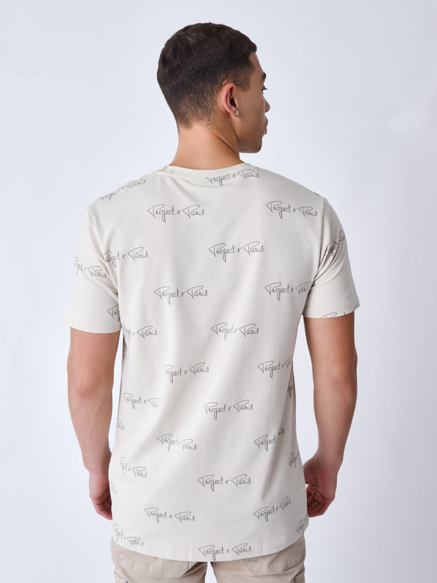 project x paris camiseta con estampado integral de la firma - Gris