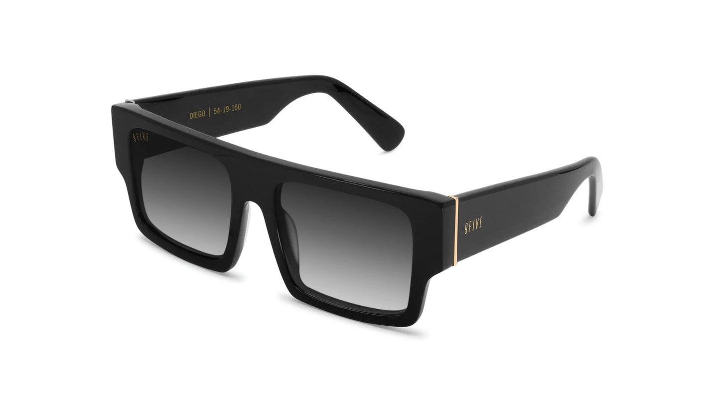 9five gafas de sol Diego Negro y Dorado – degradadas