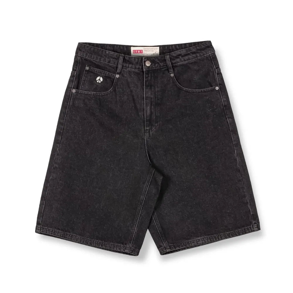 grimey bermuda peace within the watching eyez baggy washed black