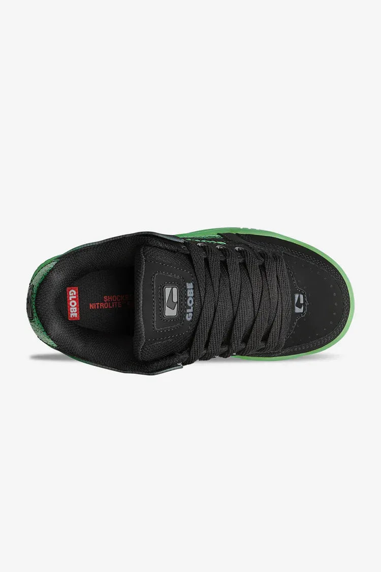 globe zapatilla Tilt-Niños Black/Green Stipple