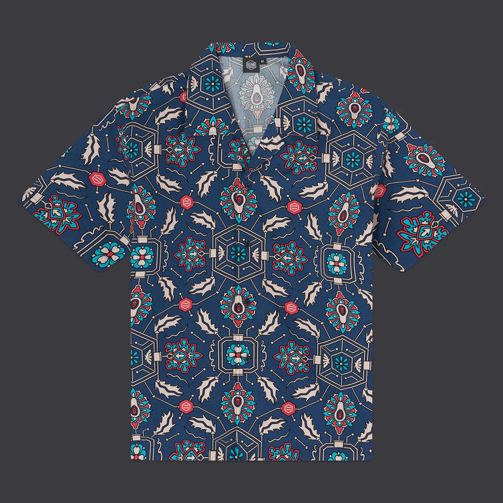 dolly noire camisa tapestry bowling blue