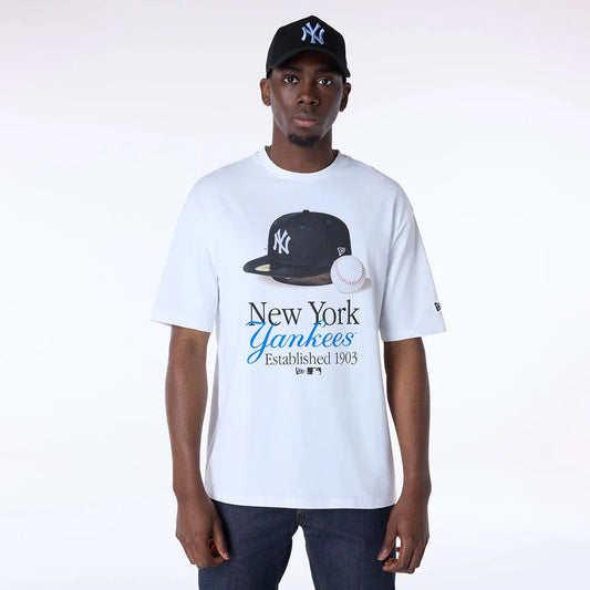 New era Camiseta New York Yankees MLB Script Blanco