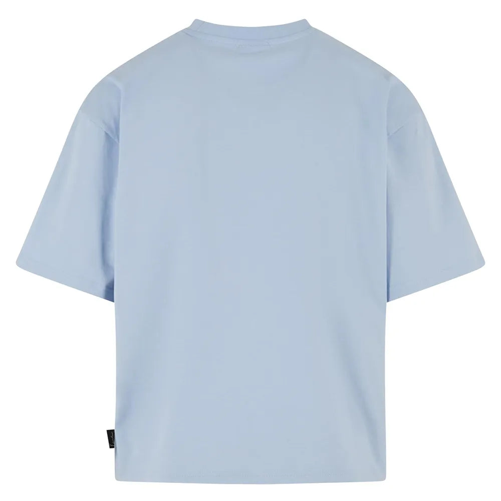 karl kani camiseta wove signature chrome logo crop blue