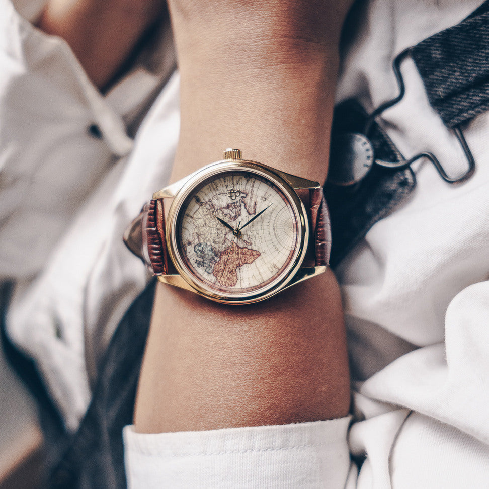 chpo brand reloj vintage worl gold