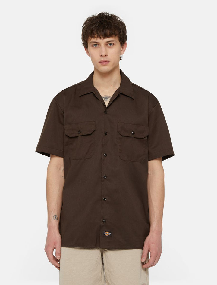 dickies camisa work shirt rec dark brown