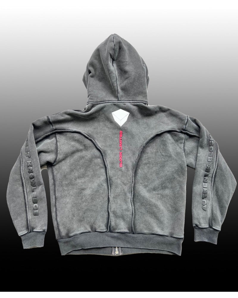 Block Limited chaqueta - BlockBoy Authentik Heavy Cotton Hoodie/Balaclava - Black Acid Washed