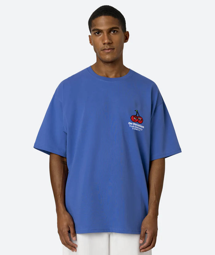 on vacation camiseta fruit stickers blue