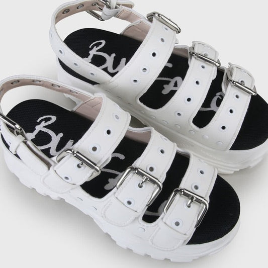 Buffalo London Sandalias GLDR OB Cuero Blancas
