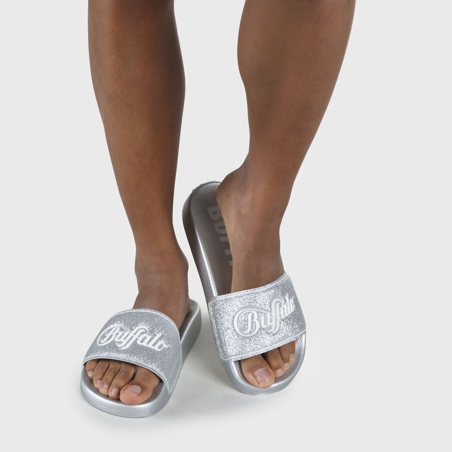 buffalo london chanclas rio glitter plateada