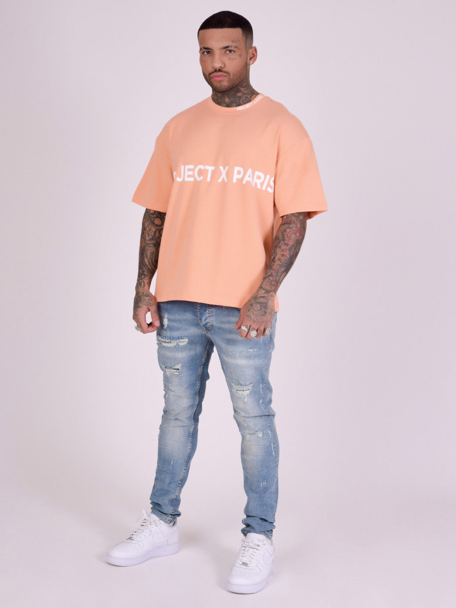 project x paris camiseta logo oversize peach