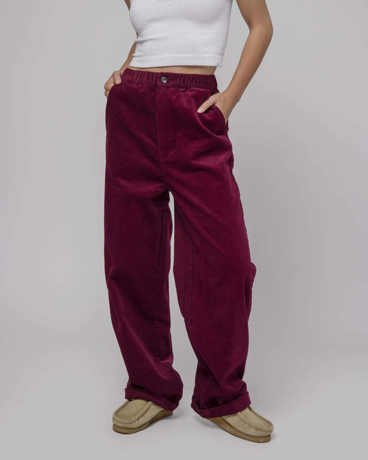 huf pantalon corduroy baggie burdeos