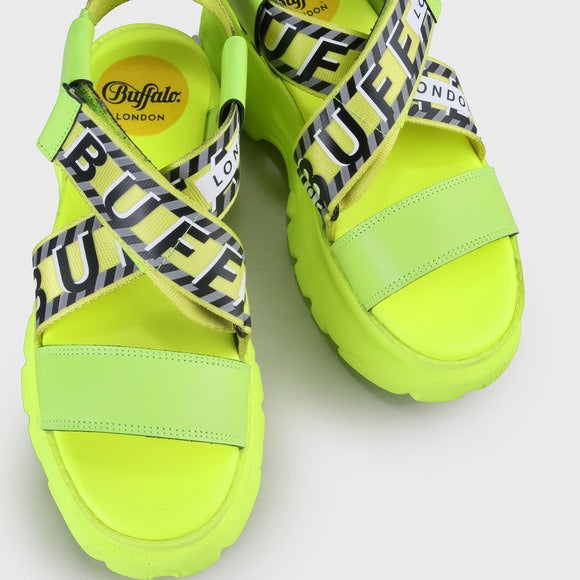 buffalo london sandalias bo amarillo neón