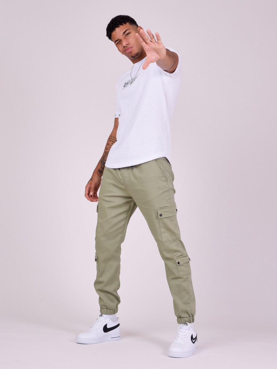 project x paris pantalón multi pocket cargo jean khaki