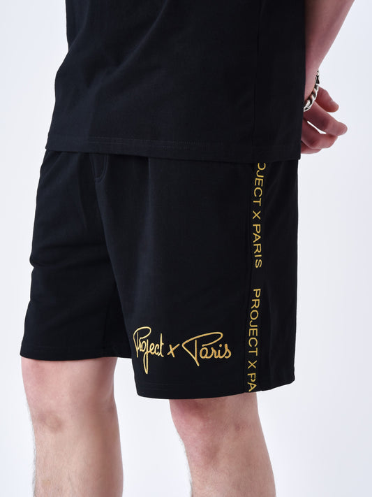project x paris bermuda rayas laterales bordadas - Negro