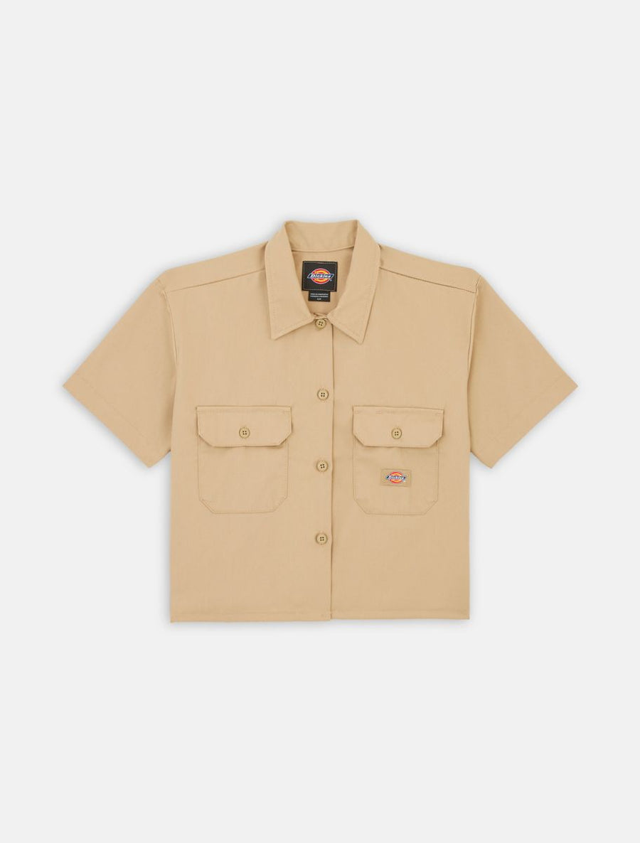 dickies camisa mujer work cropped khaki