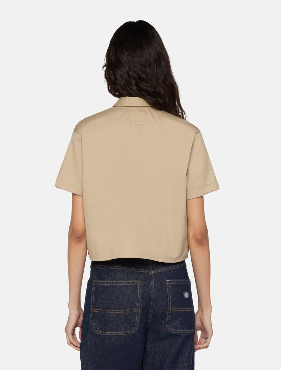 dickies camisa mujer work cropped khaki