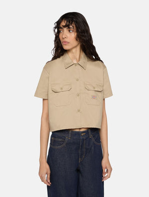 dickies camisa mujer work cropped khaki