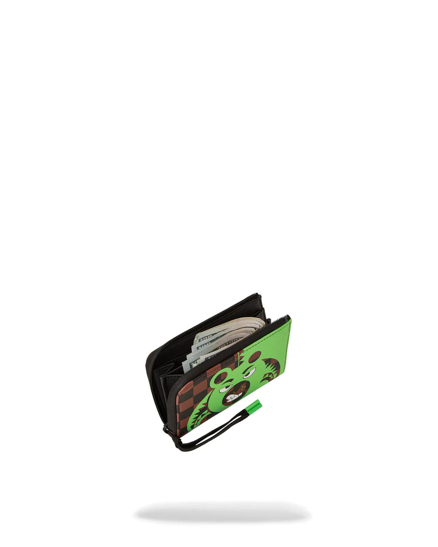 sprayground monedero green bear face wallet