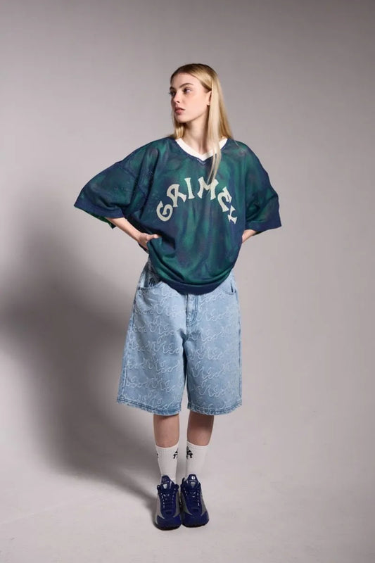 grimey camiseta sweet science reversible mesh boxy v neck navy