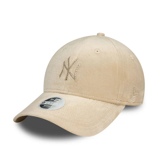 New era Gorra New York Yankees Diamante 9FORTY Crema Mujer