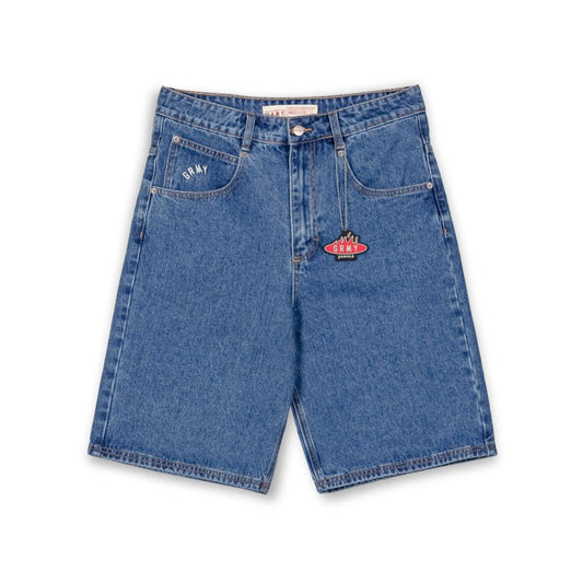 grimey bermuda  burn in flames denim washed blue