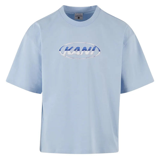 karl kani camiseta wove signature chrome logo crop blue