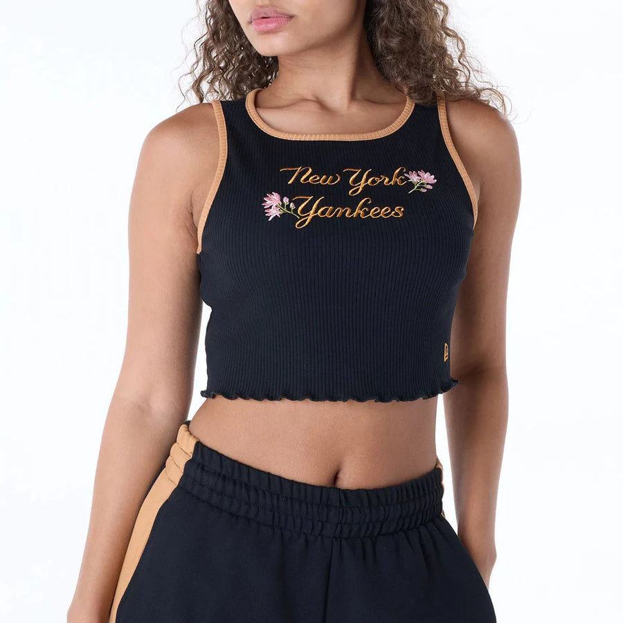 new era Camiseta Tirantes Crop New York Yankees MLB Floral Negro Mujer