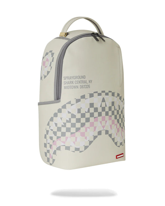 sprayground mochila cream check shark central backpack