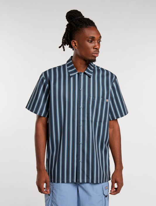 dickies camisa multi stripe work stormy