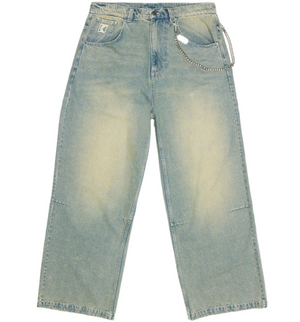 karl kani pantalon denim baggy pant blue sand