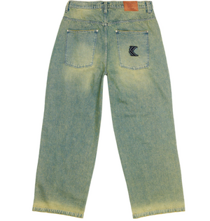 karl kani pantalon og baggy denim blue green