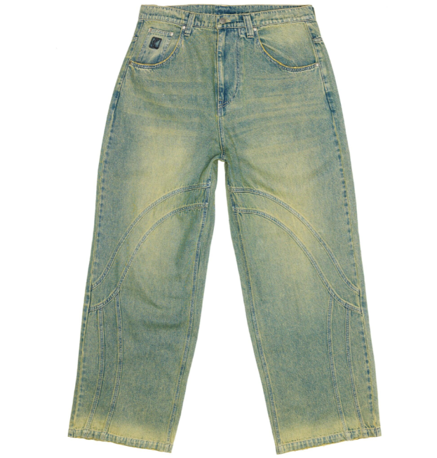 karl kani pantalon og baggy denim blue green