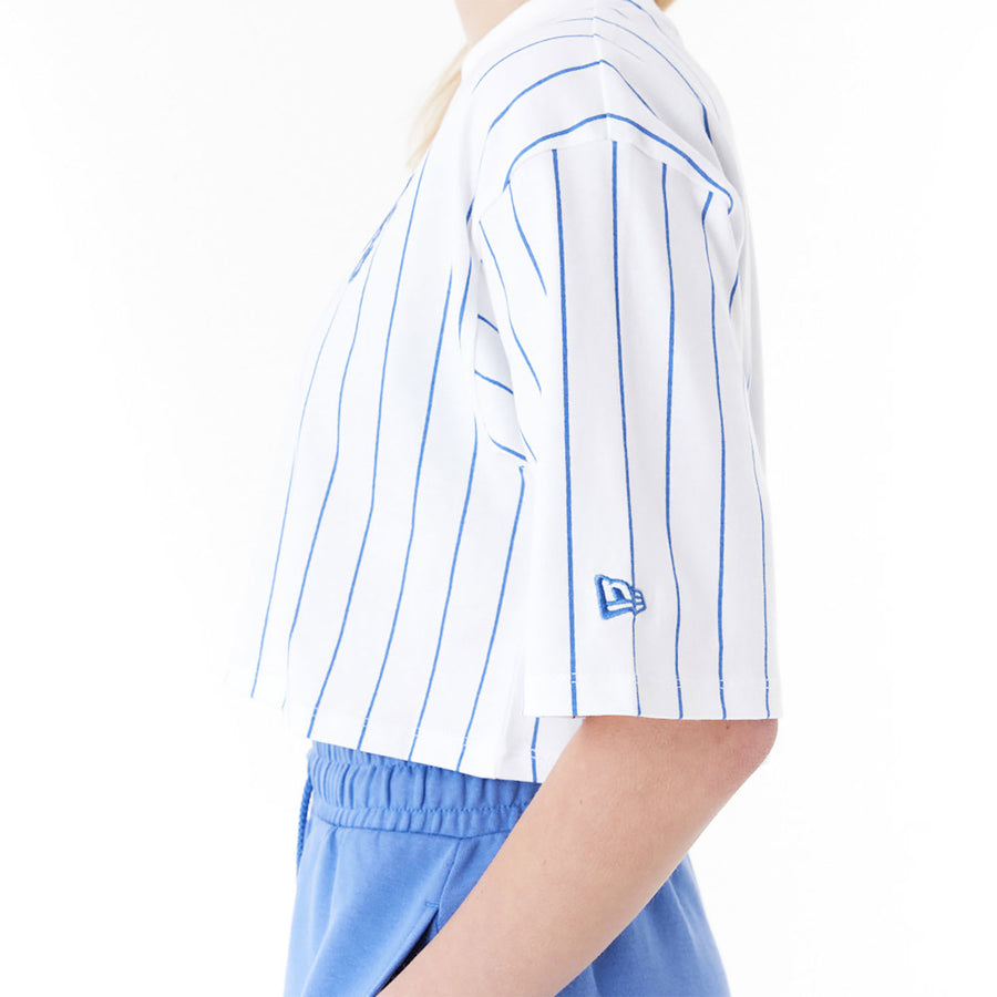 new era camiseta crop pinstripe mujer