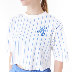 new era camiseta crop pinstripe mujer