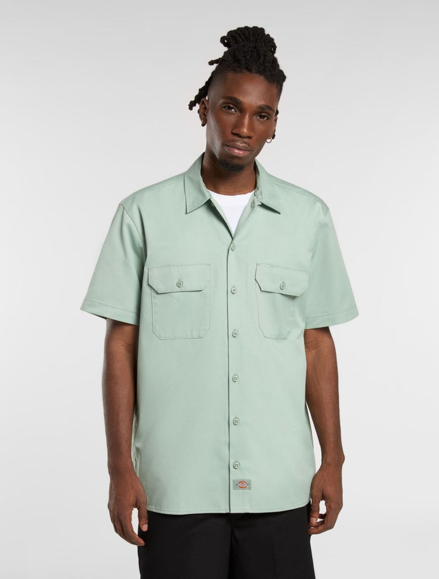 dickies camisa work shirt ss rec icerberg green