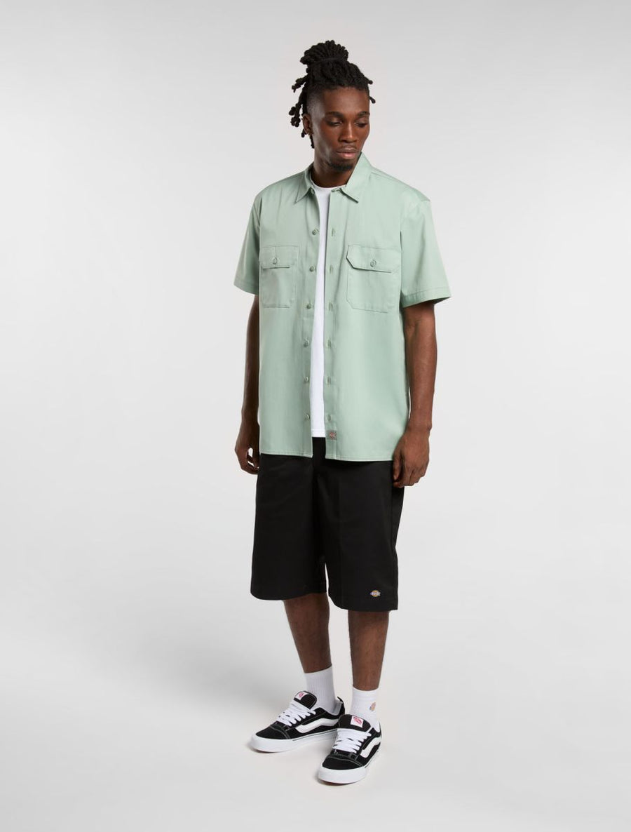 dickies camisa work shirt ss rec icerberg green