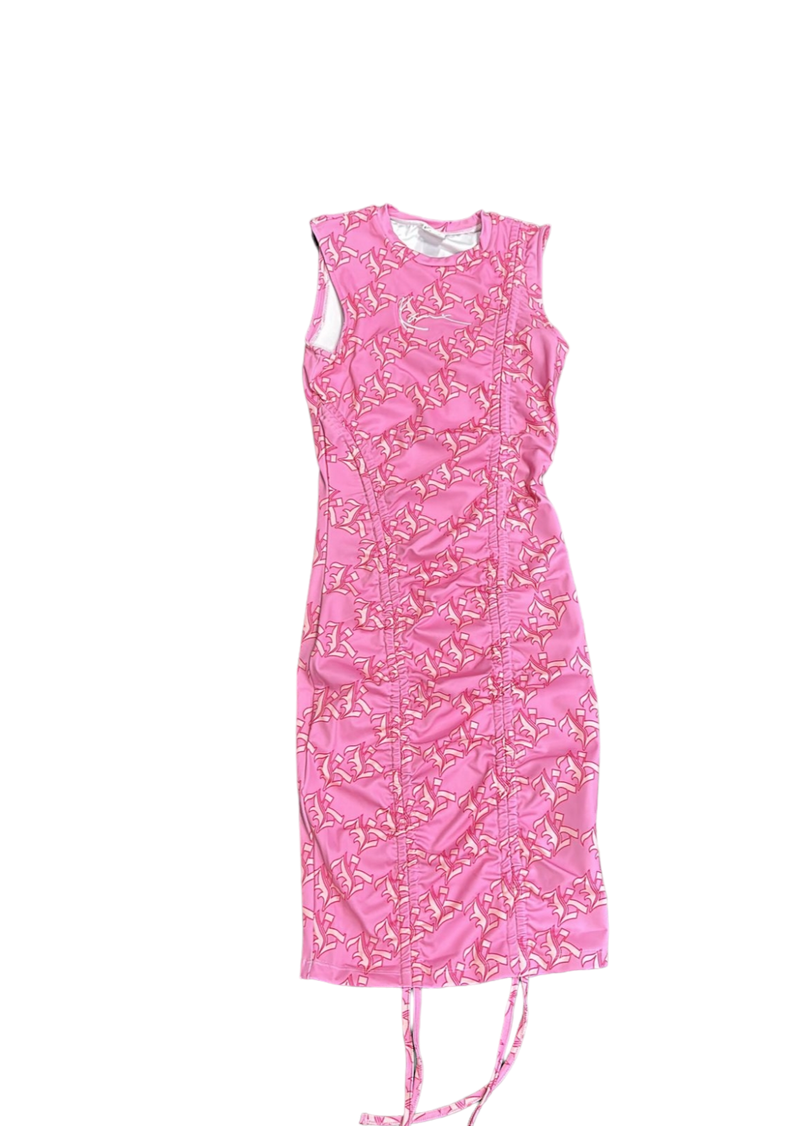 karl kani vestido small signature old english gathered dress