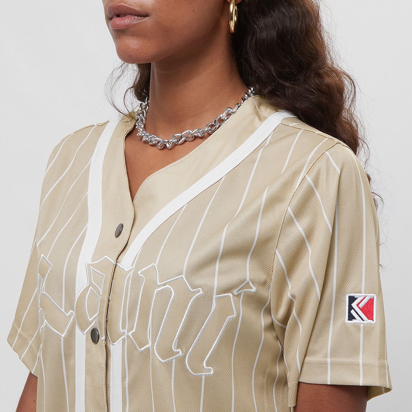 karl kani vestido woven signature old english baseball