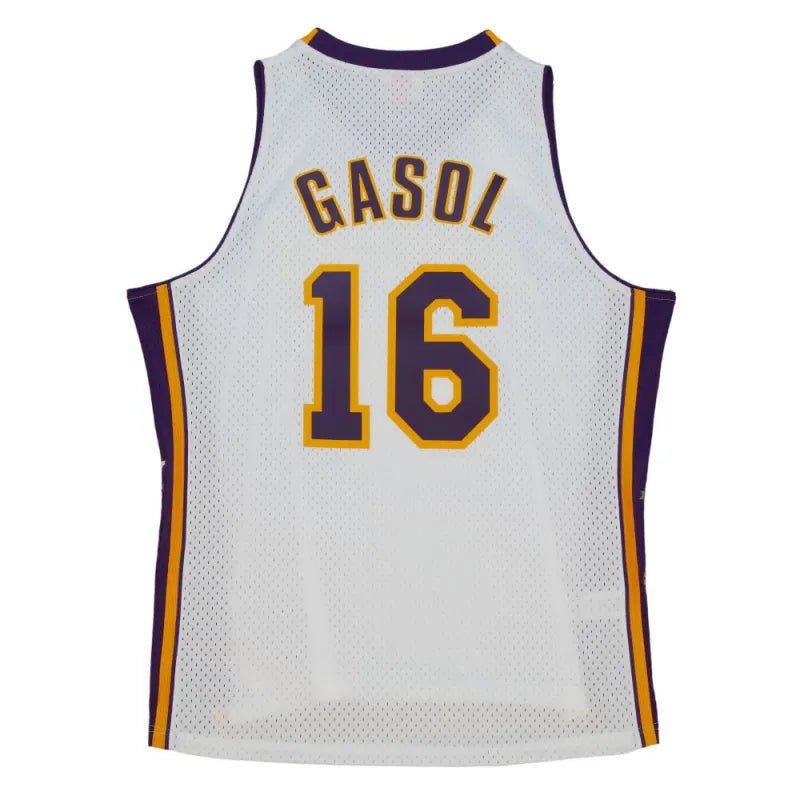 mitchell & ness camisilla los angeles lakers pau gasol  2001--19 blanca