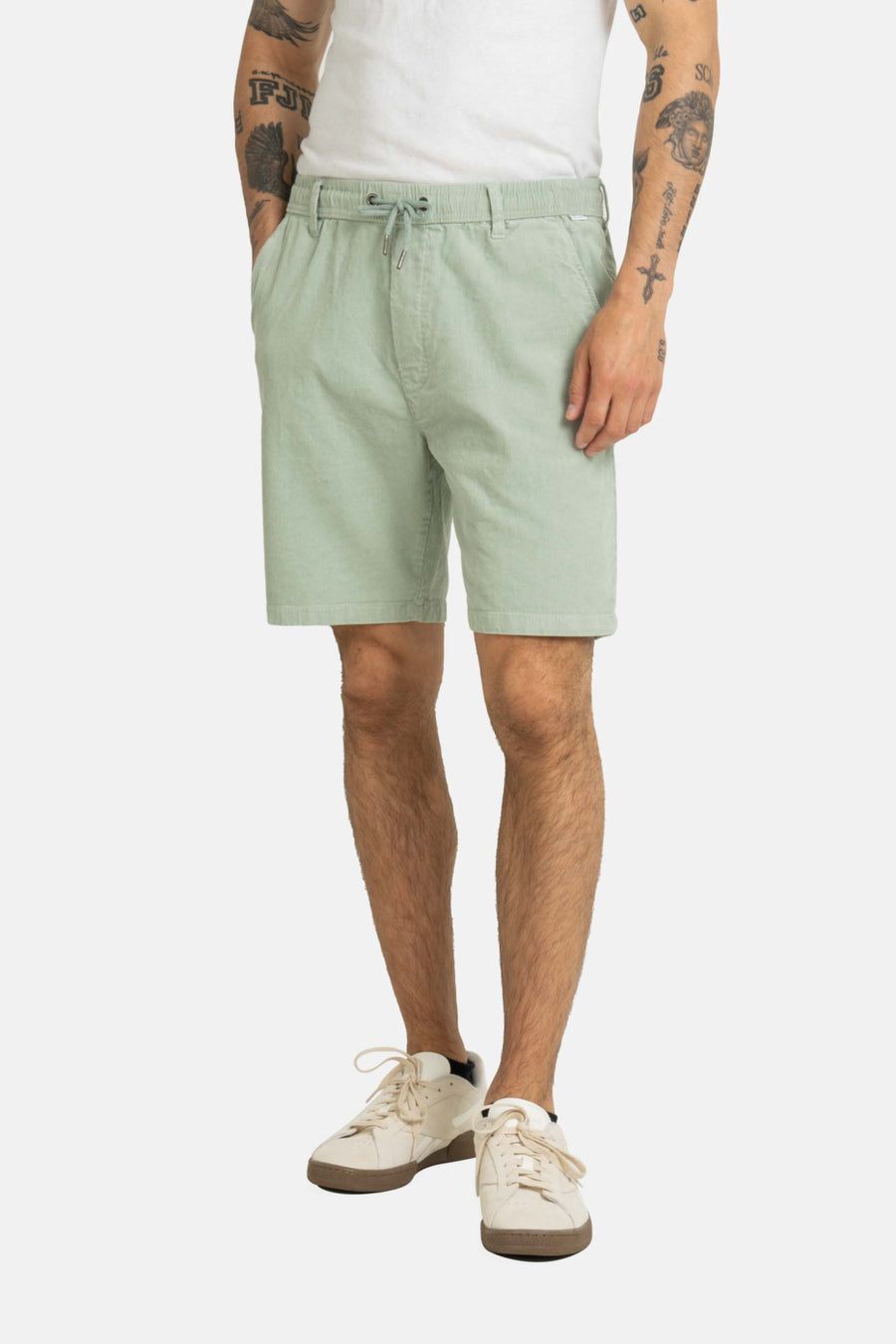 reell bermuda reflex easy short baby cord aqua grey