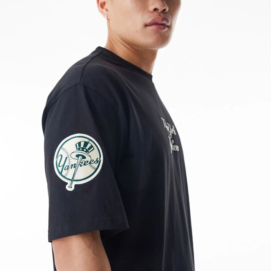 new era camiseta oversized new york yankees MLB tartan infill negro