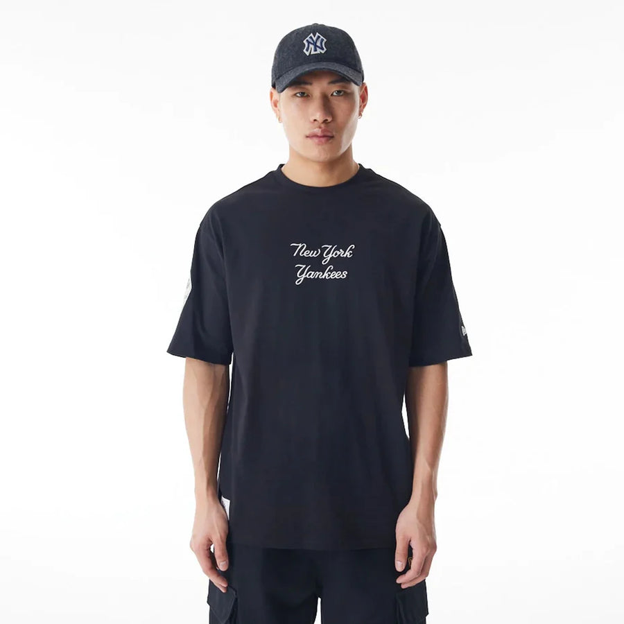 new era camiseta oversized new york yankees MLB tartan infill negro