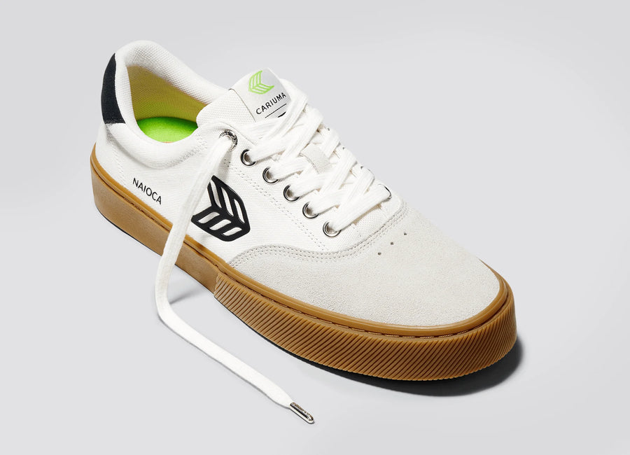 cariuma zapatilla naioca skate gum vintage white suede off white