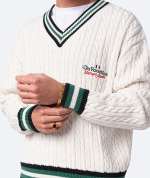 on vacation jersey retro italia knit sweater of white