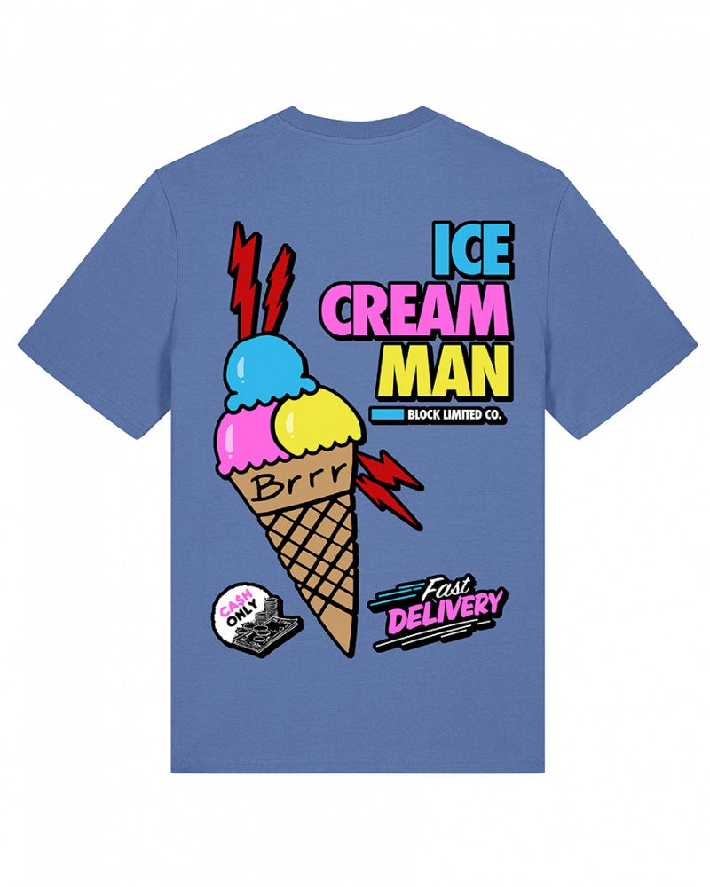 block limited camiseta ice cream loose fit bright blue