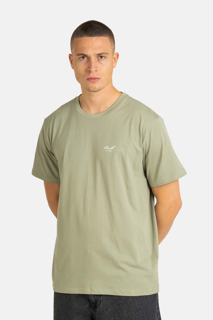 reell camiseta staple logo  green fog