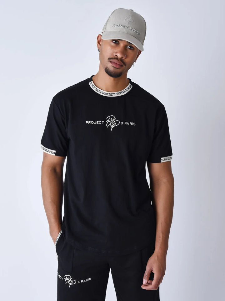 project x paris camiseta lisa con banda con logotipo - Negro