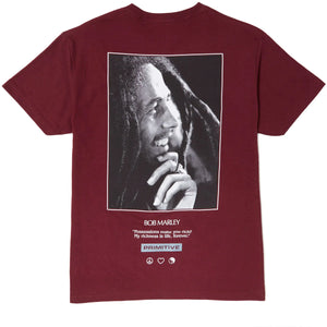 Primitive camiseta x Bob Marley Life Forever burdeo